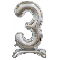 76cm Silver Number 3 Standing Foil Balloon