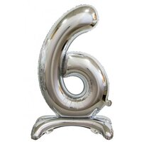 76cm Silver Number 6 Standing Foil Balloon