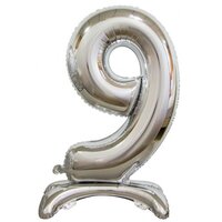 76cm Silver Number 9 Standing Foil Balloon