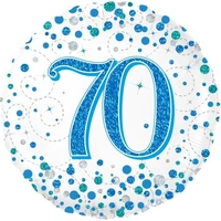 70' Blue/White Sparkling Fizz Foil Balloon (18in.)