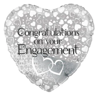 Engagement Silver Heart Foil Balloon (18in.)