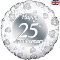 25th Anniversary Silver Round Foil Balloon (18in.)