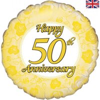 50th Anniversary Yellow Round Foil Balloon (18in.)