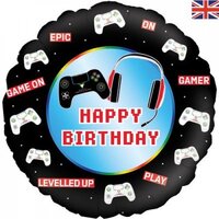 Happy Birthday Gamer Round Foil Balloon (18in.)