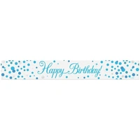 Happy Birthday Blue/White Sparking Fizz Banner (2.7M)