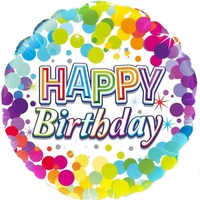 Happy Birthday Rainbow Confetti Round Foil Balloon (18in.)