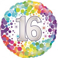 16' Rainbow Confetti Round Foil Balloon (18in.)
