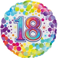 18' Rainbow Confetti Round Foil Balloon (18in.)