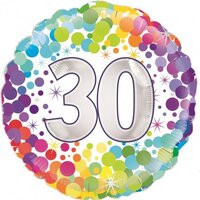 30' Rainbow Confetti Round Foil Balloon (18in.)