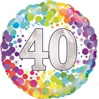 40' Rainbow Confetti Round Foil Balloon (18in.)