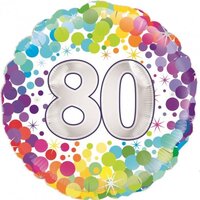 80' Rainbow Confetti Round Foil Balloon (18in.)