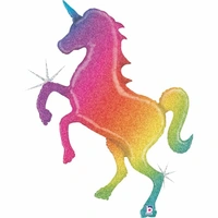 Rainbow Glitter Unicorn Shape Foil Balloon (54in.)