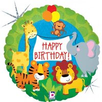 Birthday Jungle Animals Round Foil Balloon (18in.)