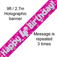 4th Birthday Pink Holo Banner (2.7M)
