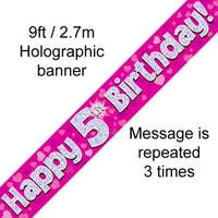 5th Birthday Pink Holo Banner (2.7M)