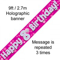 8th Birthday Pink Holo Banner (2.7M)