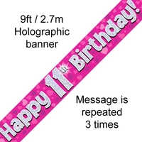 11th Birthday Pink Holo Banner (2.7M)