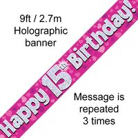 15th Birthday Pink Holo Banner (2.7M)