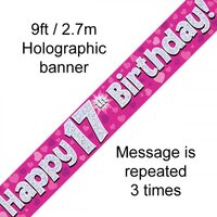 17th Birthday Pink Holo Banner (2.7M)