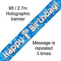 1st Birthday Blue Holo Banner (2.7M)