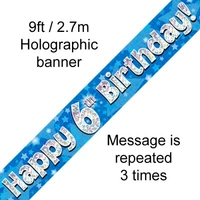 6th Birthday Blue Holo Banner (2.7M)