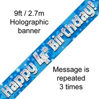 4th Birthday Blue Holo Banner (2.7M)
