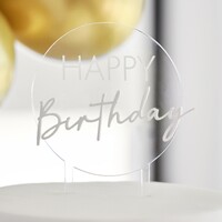 Champagne Noir  Acrylic Happy Birthday Cake Topper