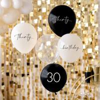 Champagne Noir Black, Nude, Cream & Champagne Gold 30th Birthday Party Balloons