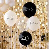 Champagne Noir Black, Nude, Cream & Champagne Gold 40th Birthday Party Balloons