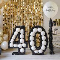 Champagne Noir Black 40th Balloon Mosaic Frame Decoration
