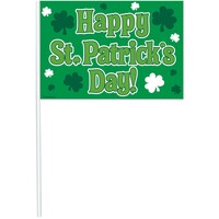 Happy St Patrick's Day Flags Plastic - Pk 12