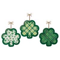 Deluxe Shamrock Hanging Decoration - Pk 3 (Mdf & Fabric)