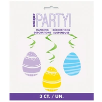 Colourful Easter Gingham Hanging Swirl Decorations 66cm. - Pk 1