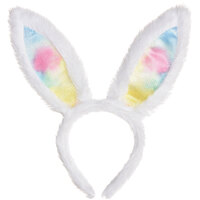 Easter Bunny Fabric Ears Rainbow & White - Pk 1