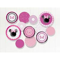 Minnie Mouse Paper Fan Decorating Kit with Cutouts - 17 Piece Set