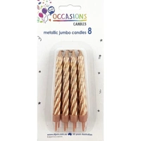 Metallic Rose Gold Jumbo Candles (Pack of 8)