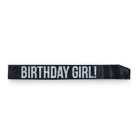 Birthday Girl Black & Silver Flashing Sash