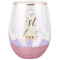Best Mum Glitterati Stemless Wine Glass