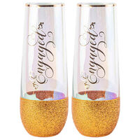 Engaged Stemless Champagne Glass Set