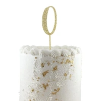 Gold Glitter Number 0 Cake Topper
