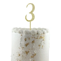 Gold Glitter Number 3 Cake Topper