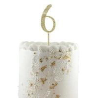 Gold Glitter Number 6 Cake Topper