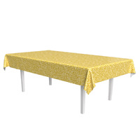 Gold Sequin Print Plastic Rect. Tablecover