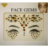 Gold and Silver Face Jewel Stickers