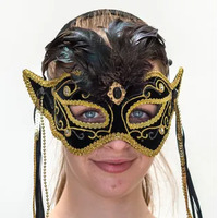 Black and Gold Mask with Ribbon