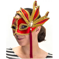 Red and Gold Mask with Tassel*