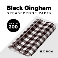 Black Gingham Greaseproof Papers (19x30cm) - Pk 200