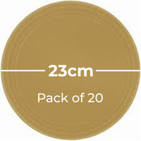 Paper Plates 23cm Round 20CT - Gold Pk 20
