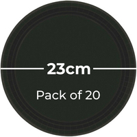 Paper Plates 23cm Round 20CT - Jet Black Pk 20