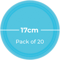 Paper Plates 17cm Round 20CT - Caribbean Blue Pk 20